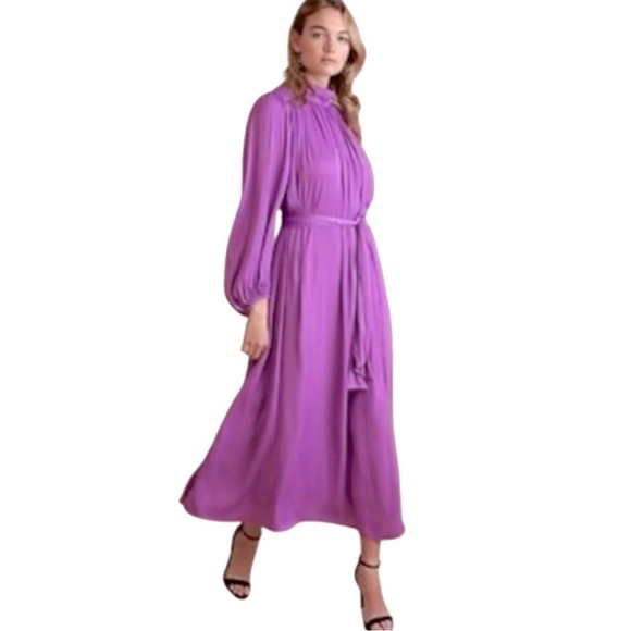 BANANA REPUBLIC Felida Maxi Dress Mock Neck Slit-Back Long Sleeve Petite Small - Picture 1 of 7